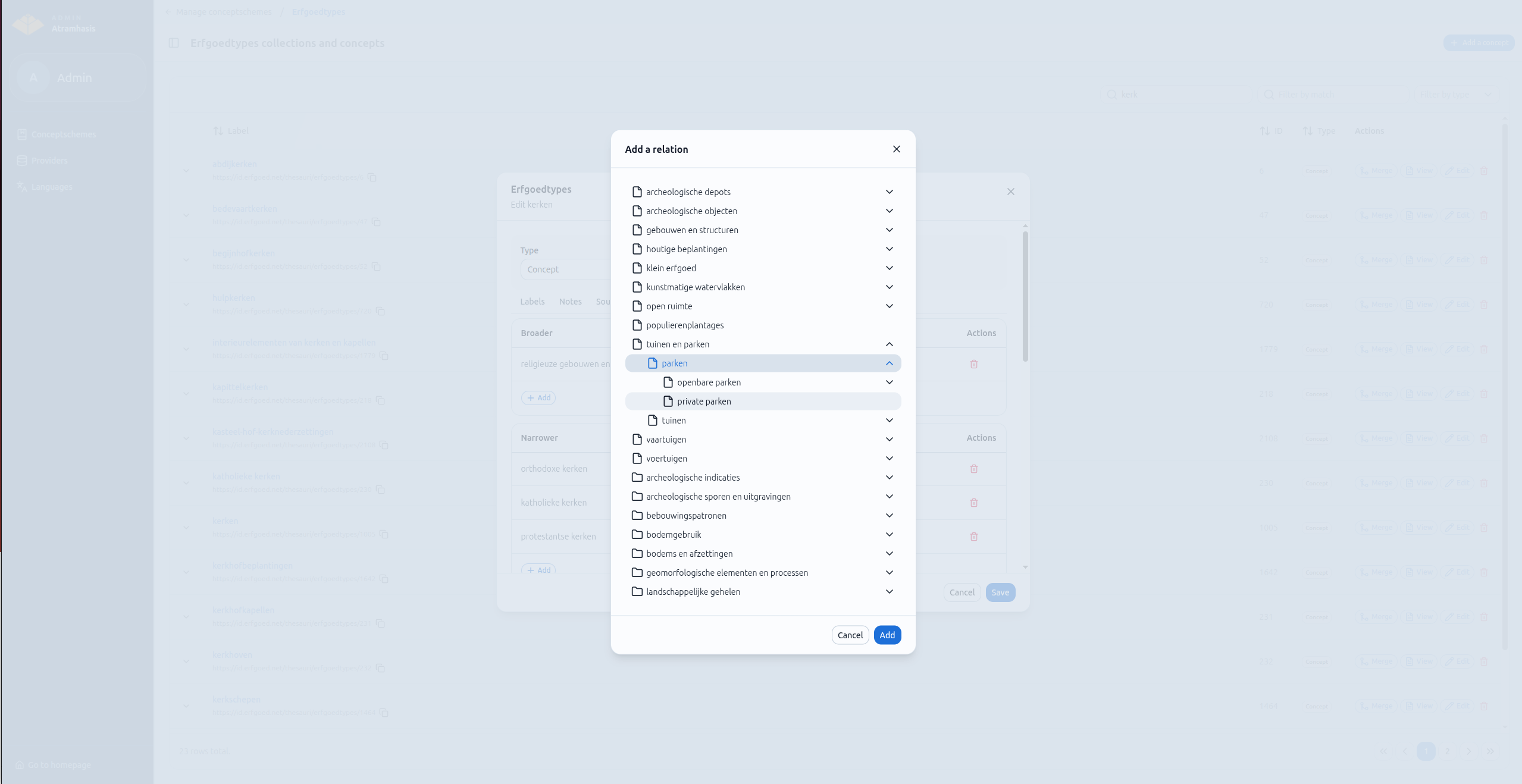 Adding a relation to a concept